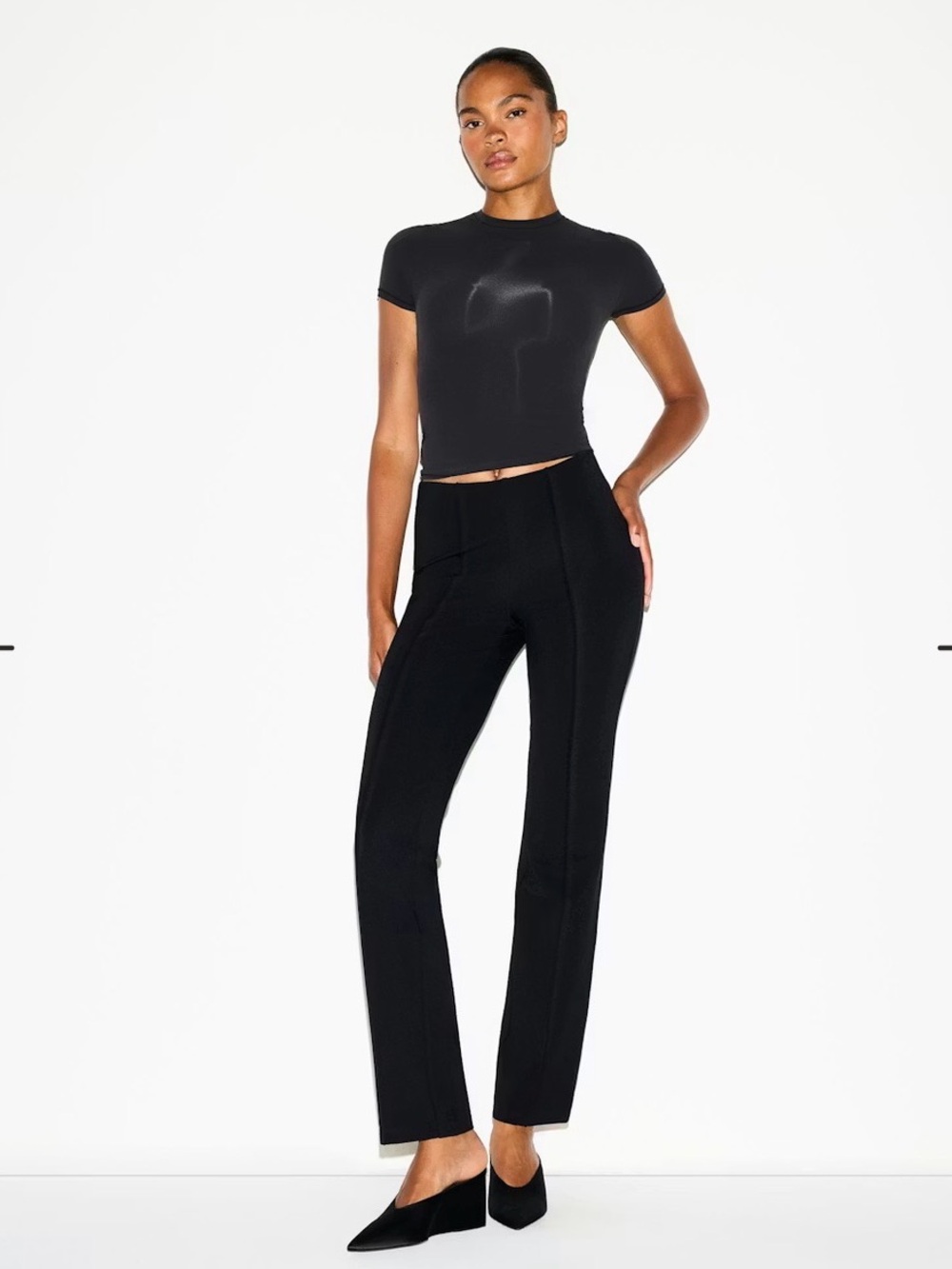 NWT - S - SKIMS HIGH-WAISTED PINTUCK STRAIGHT LEG PANT - Obsidian - Picture 2 of 5
